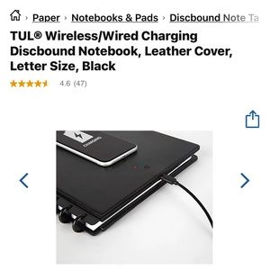 NWT Tul Wireless Charging Discbound Notebook, Leather Cover Black
